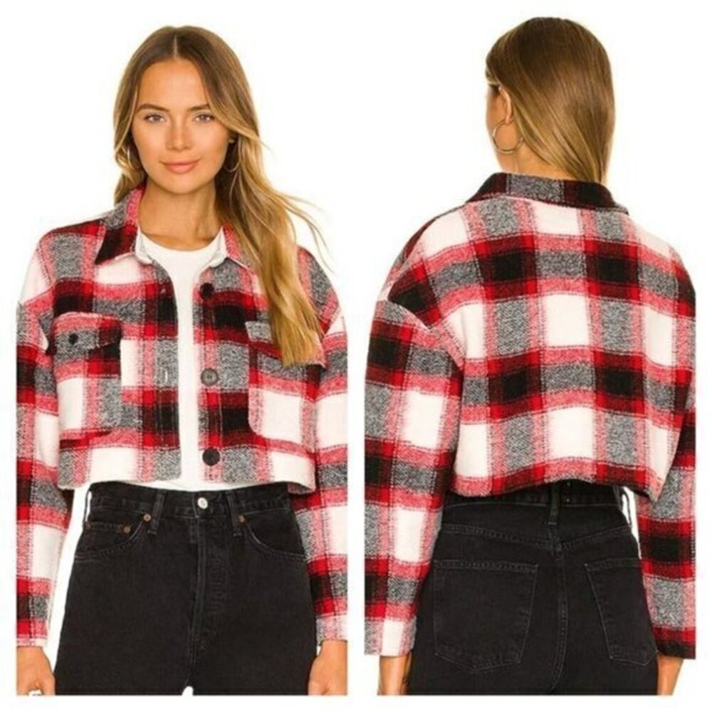 Lovers and Friends Roxy Cropped Shacket - Red Plaid